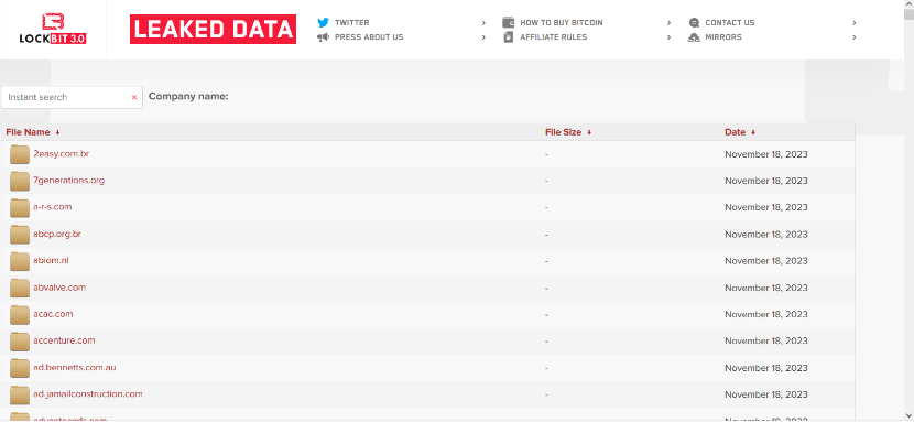 截图来源:Lockbit专门用于存储泄露数据站点。